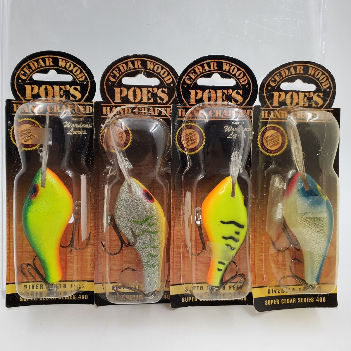 Vtg New Poe's Series 400 Cedar Wood Crankbait Lure 3/4 Oz 10 - 18