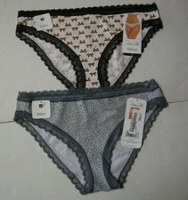 Ladies Bikini Panties W/Lace By Rene Rofe, 2 Pair, Size Medium, Prints, New