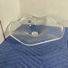 Large 16” Murano Art Glass Centerpiece Bowl - Clear Wavy Ruffle Rim - Italy Vtg