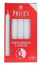 5X White Prices Household Candles 2cm  White 5 Hours Long Burning Time