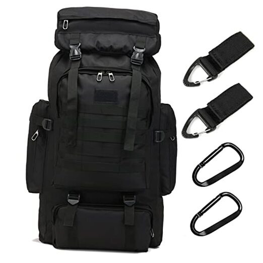 70L Hiking Backpack Men Large Waterproof Camping Backpack Lightweight Black