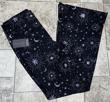 NWT Womens No Boundaries Black Celestial Print Flare Bell Bottom Pants Med 7-9