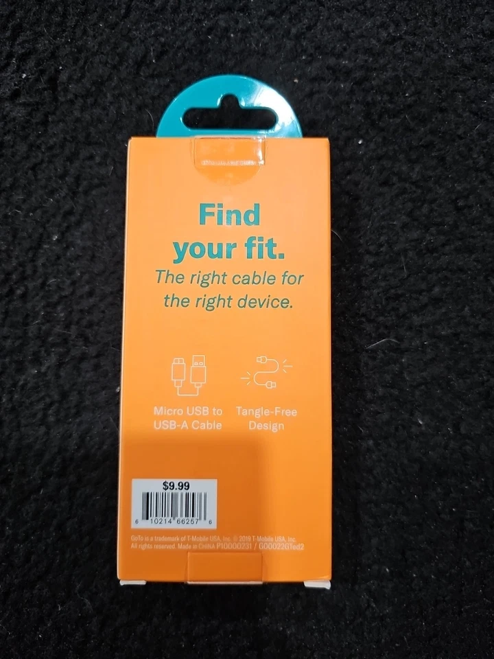 Cabo de carregamento micro USB para USB-A Go To By T Mobile - Imagem 2 de 2