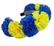 Ukrainian Blue and Yellow Flower Headband, Girls Hair Accessories, Vinok