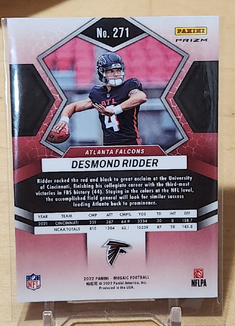 Desmond Ridder 2022 Panini Mosaic #271 NFL Debut Orange Reactive Rookie ...