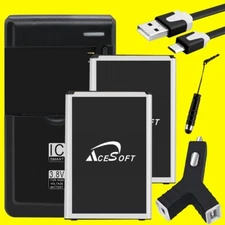 Long Lasting 2x 3220mAh Battery High Security Charger Cable f LG Zone 4 X210VPP