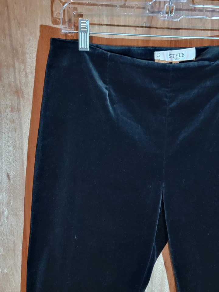 Estilo París Cremallera Lateral Terciopelo Vestido Pantalones Mujer 11 Slim Cónico Frente Plano Negro Foto 2 de 4