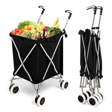 90L Folding Shopping Cart Grocery Lightweight Shipping Utility Cart Waterproof