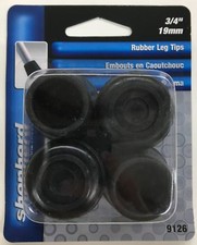 Shepherd 9126 3/4-Inch Rubber Leg Tips, Black, 4-Pack