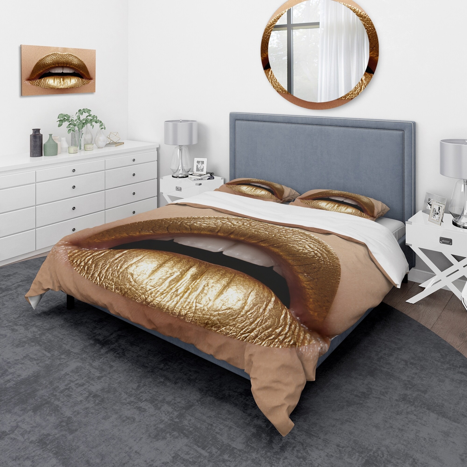 Designart 'Close Up of Female Plump Lips With Golden