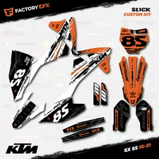 White & Orange Slick Racing Graphics Kit fits 18-24 KTM 85sx 85 SX Decal Plates