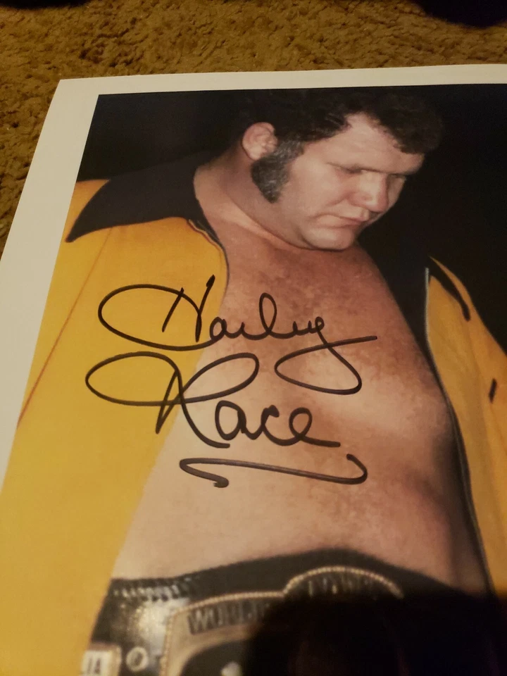 WWF 亲笔签名 8x10 Harley Race Live 签名 wwe wcw ecw tna  — 第 2/2 张图片