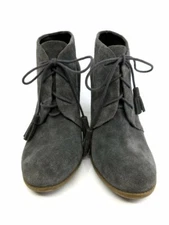 Sole Society Tallie Women's Gray Suede Leather Lace Up Ankle Booties 7M
