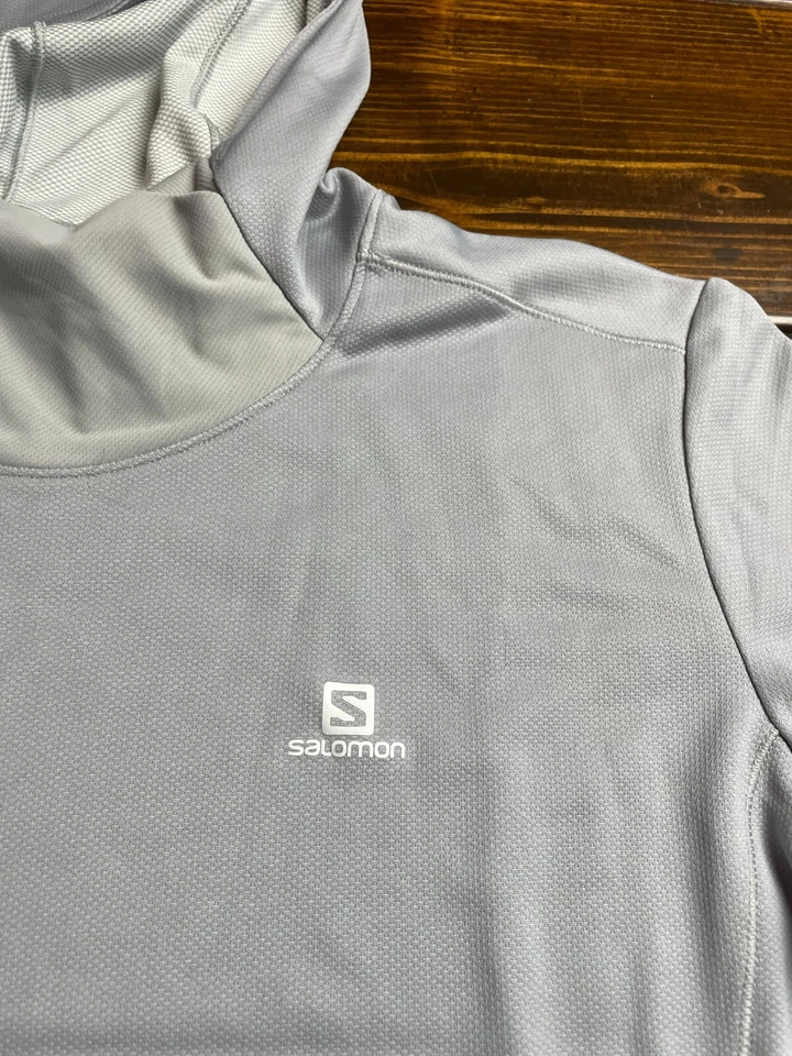 Camisa Salomon, para mujer talla XL, gris, ropa deportiva, manga larga, sudadera con capucha Foto 4 de 4