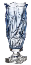 Footed Vase 15"  Flower  Blue Vase Home Decor Bohemia Crystal  Gift