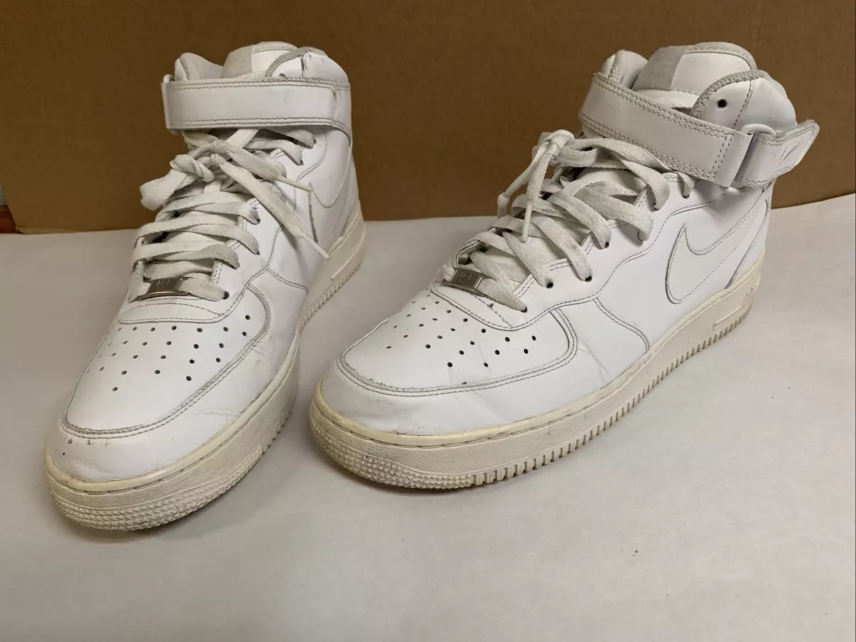 2013 Nike Air Force 1 Mid Triple White Mens Sneakers 315123 111 Size 12