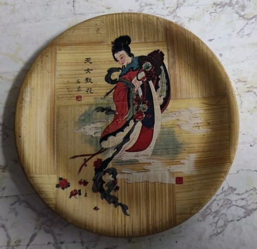 Asian Bamboo Plates (11) Painted 6-1/4” & 4-1/4" Chinese Art Decor - Picture 13 of 19