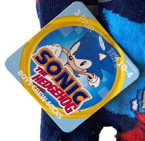 Bioworld Sonic The Hedgehog 3 Pair Boys Crew Socks Size 7-9 Fits Shoe Size 10-4 - Picture 2 of 7