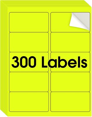 8-1/2'' X 11'' Neon Yellow Labels - Fluorescent Labels, for Inkjet or Laser Printe