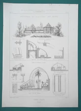 GREENHOUSES Summer Gardens in Belgium Liege Brussels Ghent - 3x 1849 Prints
