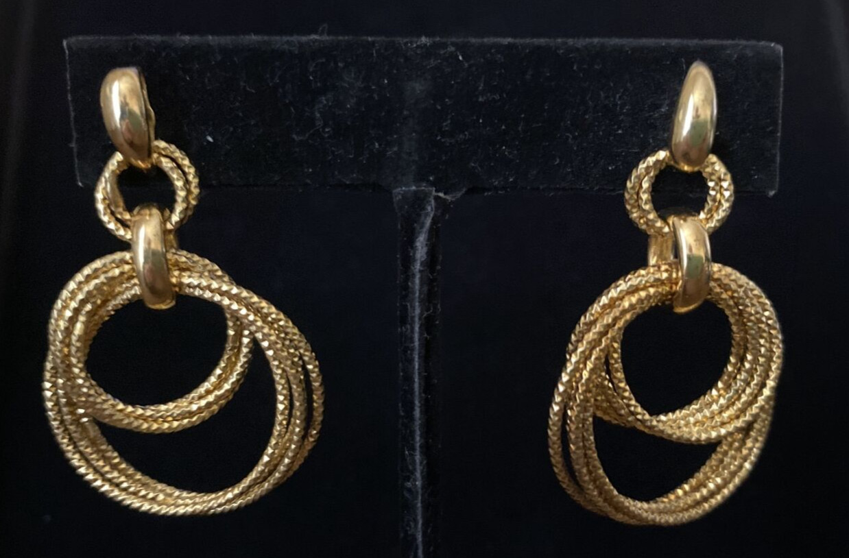 Multiple Hoops Dangle Post Earrings, 925 Silver G… - image 7