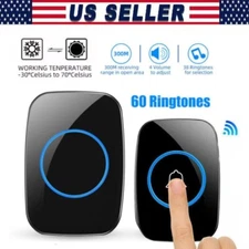 Wireless Doorbell Chime Waterproof  Receiver Adjustable Volume 1000FT Kit US