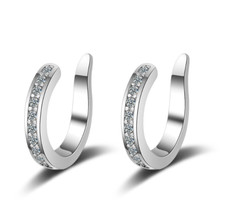 Women 925 Silver Plated CZ Ear Cuff Earrings No Piercing Clip On Ear Clips AF