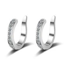 Women 925 Silver Plated CZ Ear Cuff Earrings No Piercing Clip On Ear Clips AF