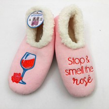 Snoozies Women's Stop  Smell the Rose Slippers Medium 7/8 Pink