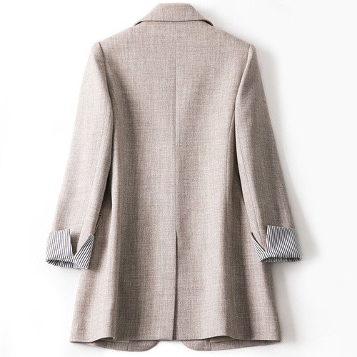 Womens Button Long Sleeve Splice Blazer Casual Office Work Suit Jackets Coat - Picture 10 of 13