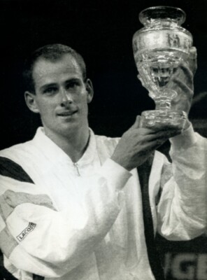Belgien Tennis Guy Forget gewinnt das Brüsseler Turnier altes Foto 1991