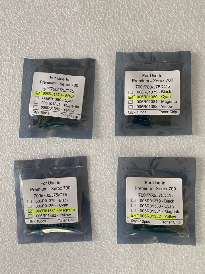 10 sets Toner Chip (006R01379/82) for Xerox DC 700/700i/J75/C75 CMYK - Image 2 of 3