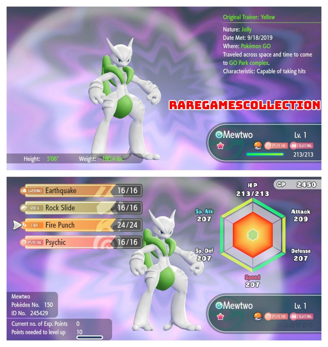 Pokemon Let's GO Shiny Articuno, Moltres, Zapdos & Shiny Mewtwo [ 6 IV ]