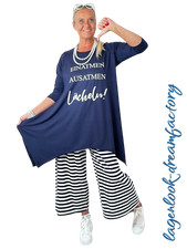 Lagenlook A-Linie Long-Shirt-Zipfel-Tunika marine 5 Größen 42 44 46 48 50 52 54