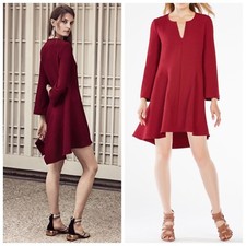 NWT $248 BCBGMaxAzria Geena  Deep cranberry  Pebbled Shirt Dress sz M 