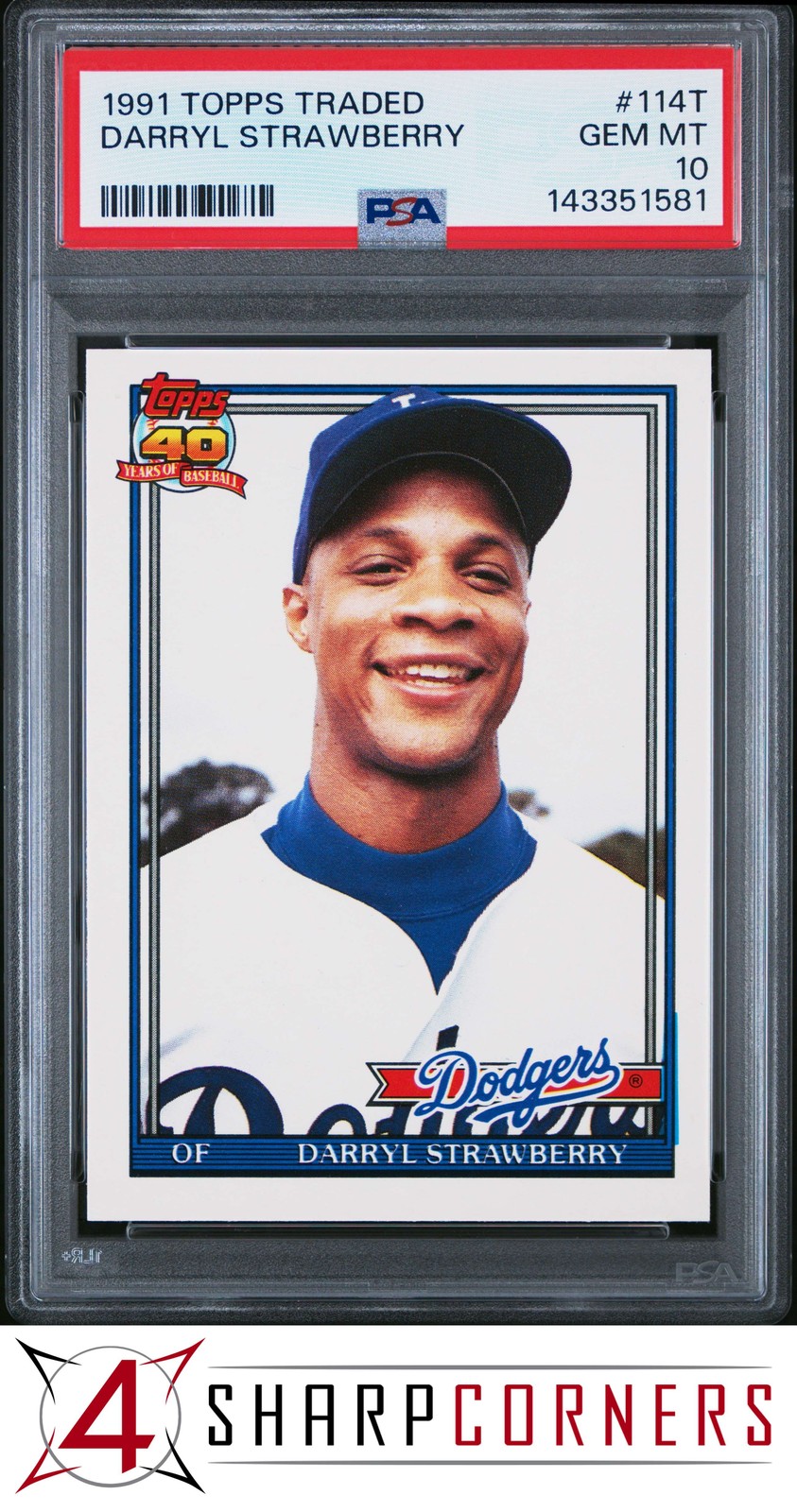 1991 TOPPS TRADED #114T DARRYL STRAWBERRY DODGERS PSA 10