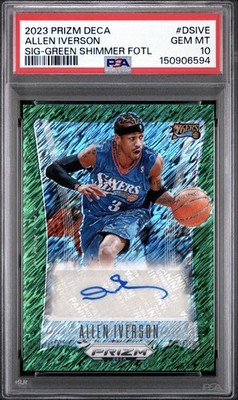 2023 Prizm Deca Allen Iverson Green Shimmer FOTL Auto /15 PSA 10 (POP 1)🔥