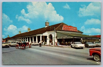 Postcard New Orleans LA Cafe Du Monde, Coffee and Doughnuts