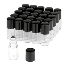 Wresty 25 Pcs Clear Glass Mini Roll On Bottles Empty Essential Oil 2ml, clear