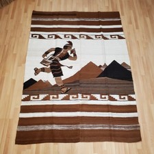 Peruvian Mexican Native American Rug Throw Hanging Wall Tapestry 78" x 57" Wool