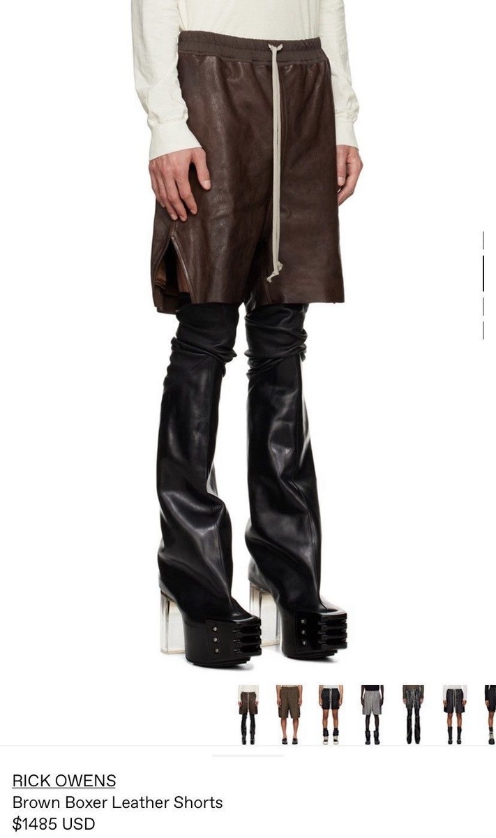Rick Owens レザー サンバイザー Rick Owens Brown Lamb Leather Boxer Shorts RU02C7397-LNV | eBay