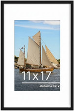 11X17 Picture Frame Black Display Pictures 8 X 12 with Mat or 11 X 17 without M