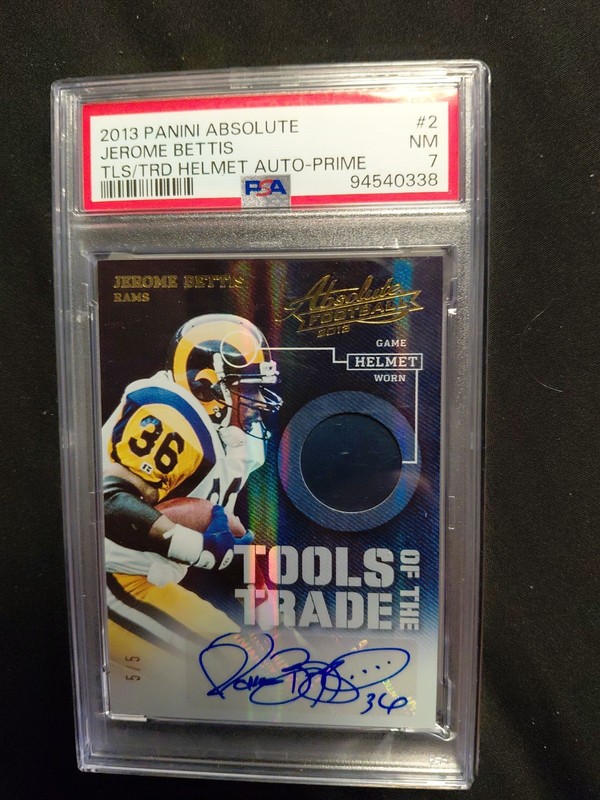 2013 Absolute Jerome Bettis Tools Of The Trade GU helmet Patch Auto /5 PSA 7