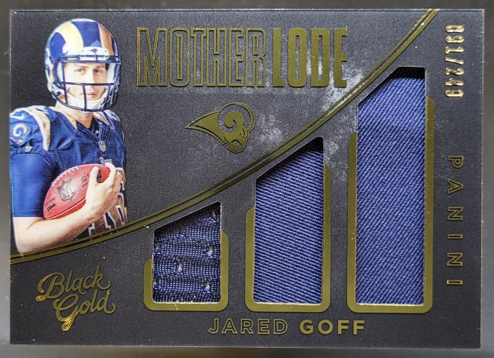 Jared Goff Panini Black Gold Mother Lode Triple Memorabilia #ML12 Base