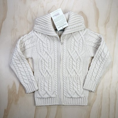 Aran Crafts Cable Knit Full Zip Sweater Women's Small Merino Wool Ireland NWT