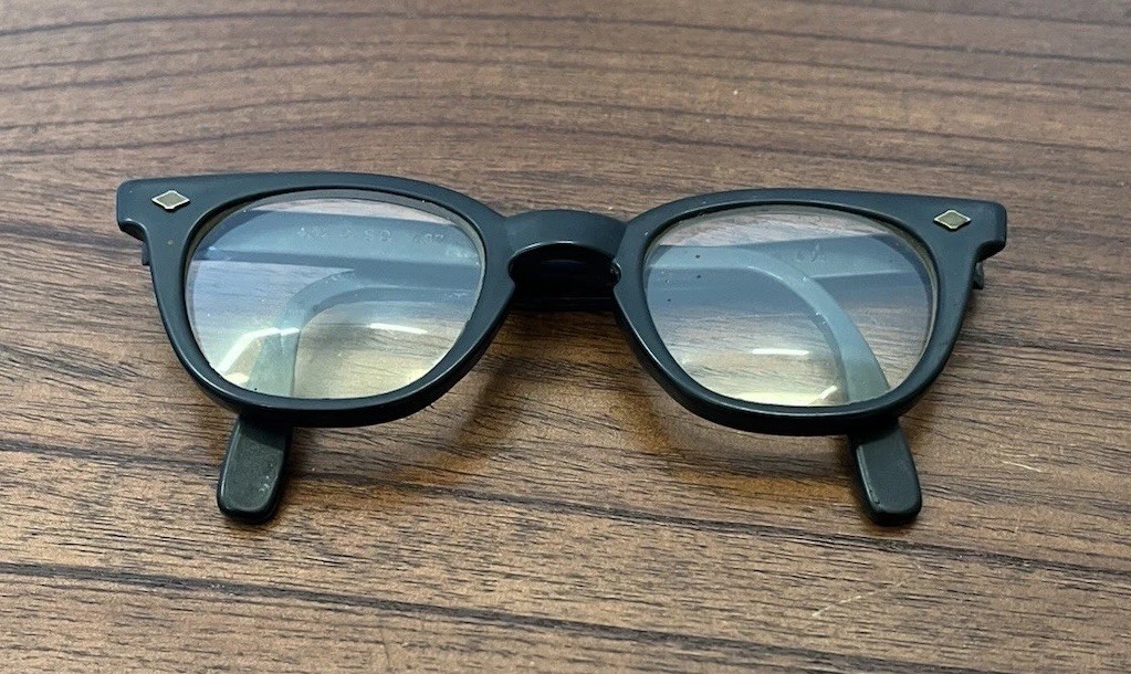 VINTAGE Glasses BLACK HORN RIM Z87 Safety Eyeglasses FRAMES ONLY 4 3/4 48 24