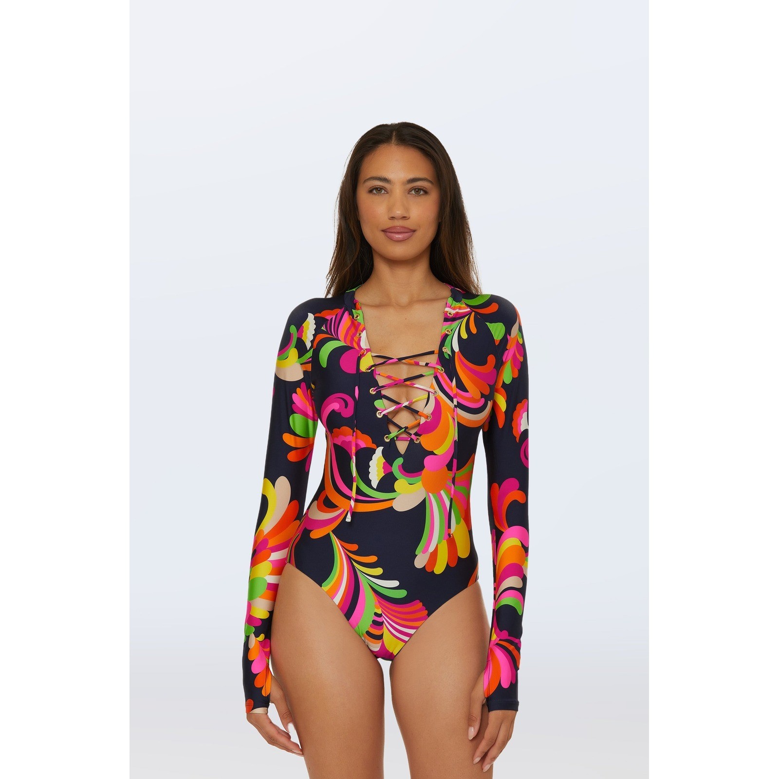 Trina Turk Long-Sleeve Paddle Suit - Palms Paradise Women's Size Medium