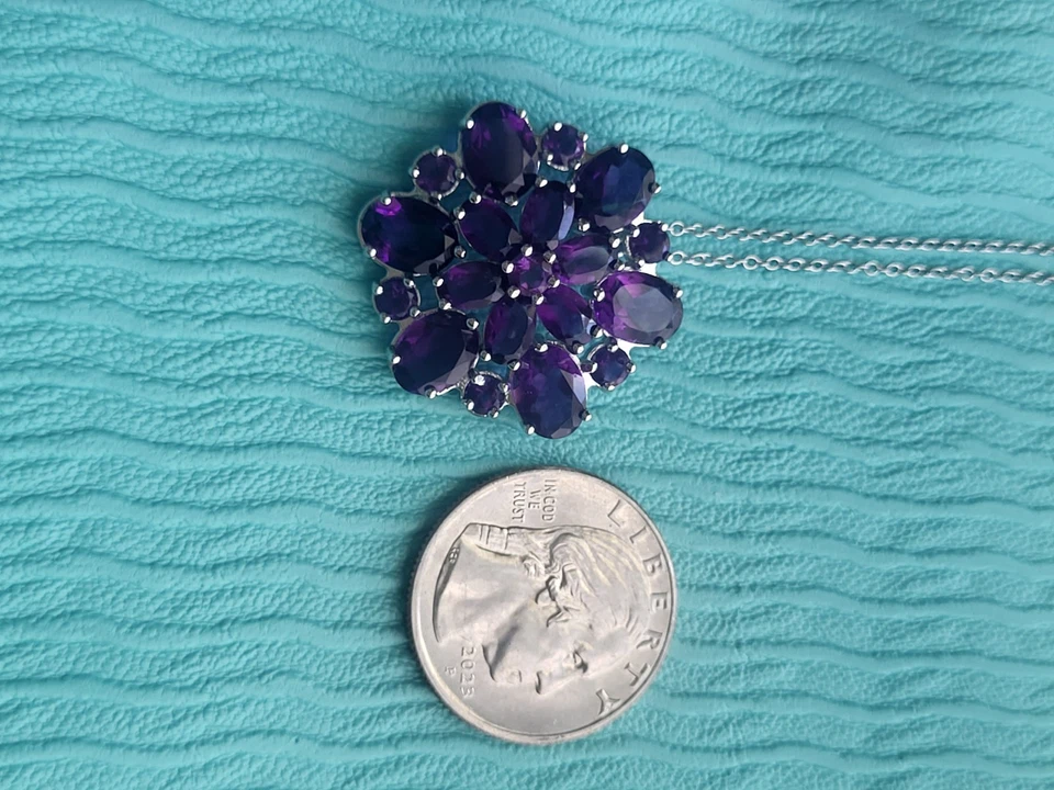 Wow! Colgante/cadena de amatista africana púrpura profundo, pulsera, juego de pendientes sobre SS Foto 3 de 4
