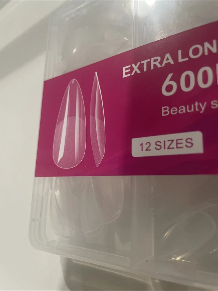 Extra Long Full Cover Tips (600pcs/box) Soft Gel Tips. 12 Sizes, Clear, Numbers. - Image 2 of 3