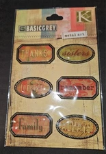 BasicGrey Metal Art, Words -Thanks-Sisters-Forever-Family-Remember-Always